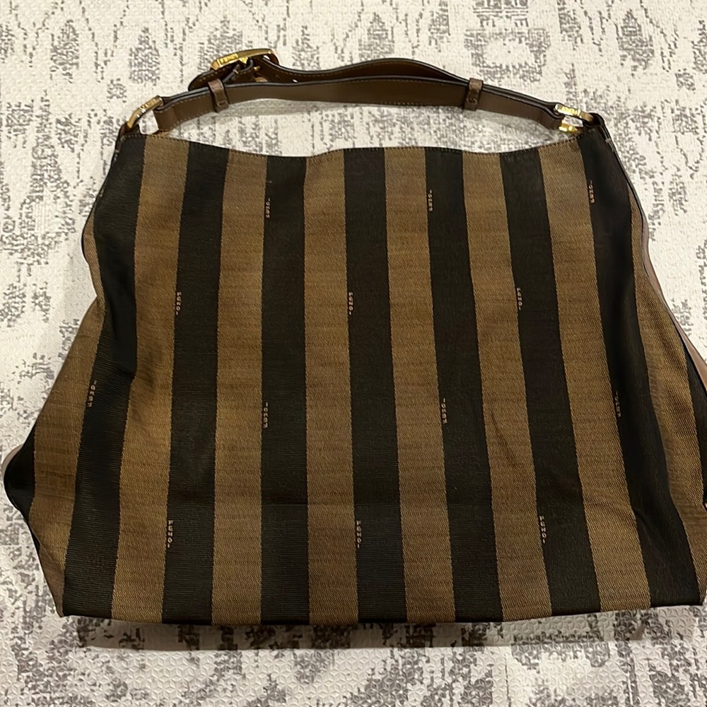 Fendi Large Stripe Pequin Canvas Bag